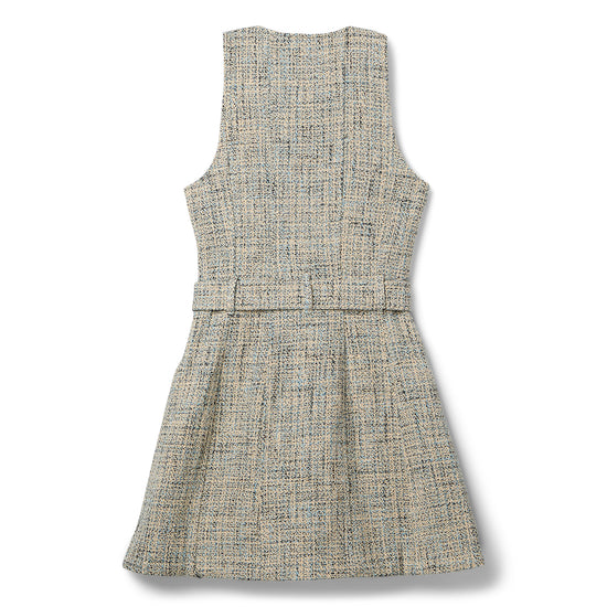 GANNI Summer Tweed Belt Mini Dress (Alaskan Blue)
