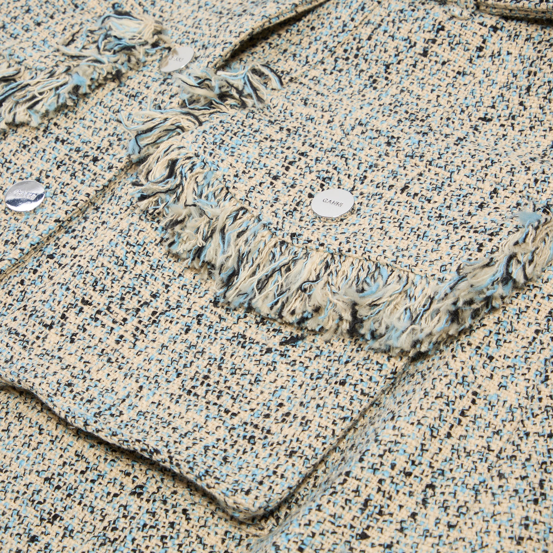 GANNI Summer Tweed Belt Mini Dress (Alaskan Blue)