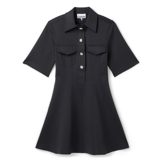 GANNI Scuba Neoprene Fitted Mini Dress (Phantom)