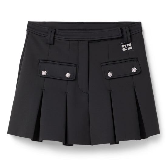GANNI Scuba Neoprene Pleated Mini Skirt (Phantom)
