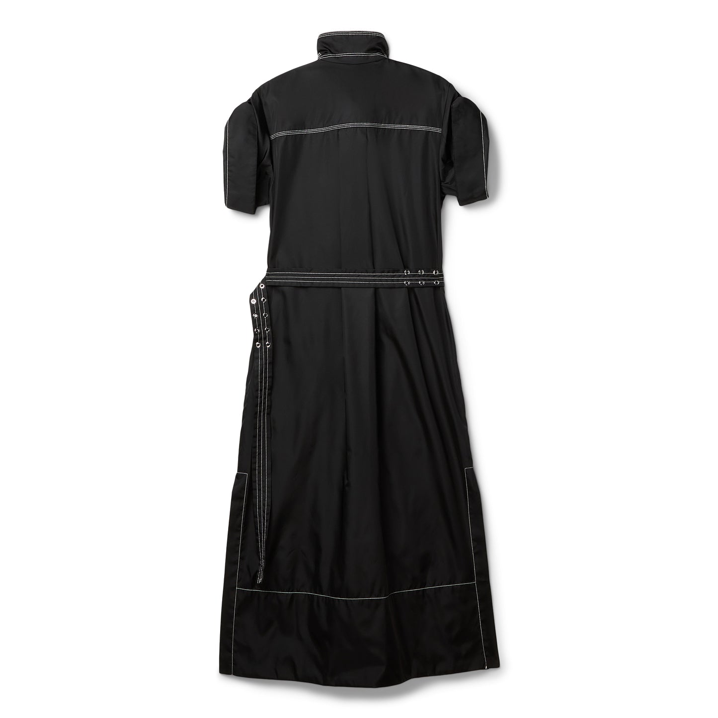 GANNI Duchesse Nylon Cowl Neck Long Dress (Black)