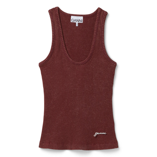 GANNI Heavy Rib Jersey Tank Top (Port Royale)