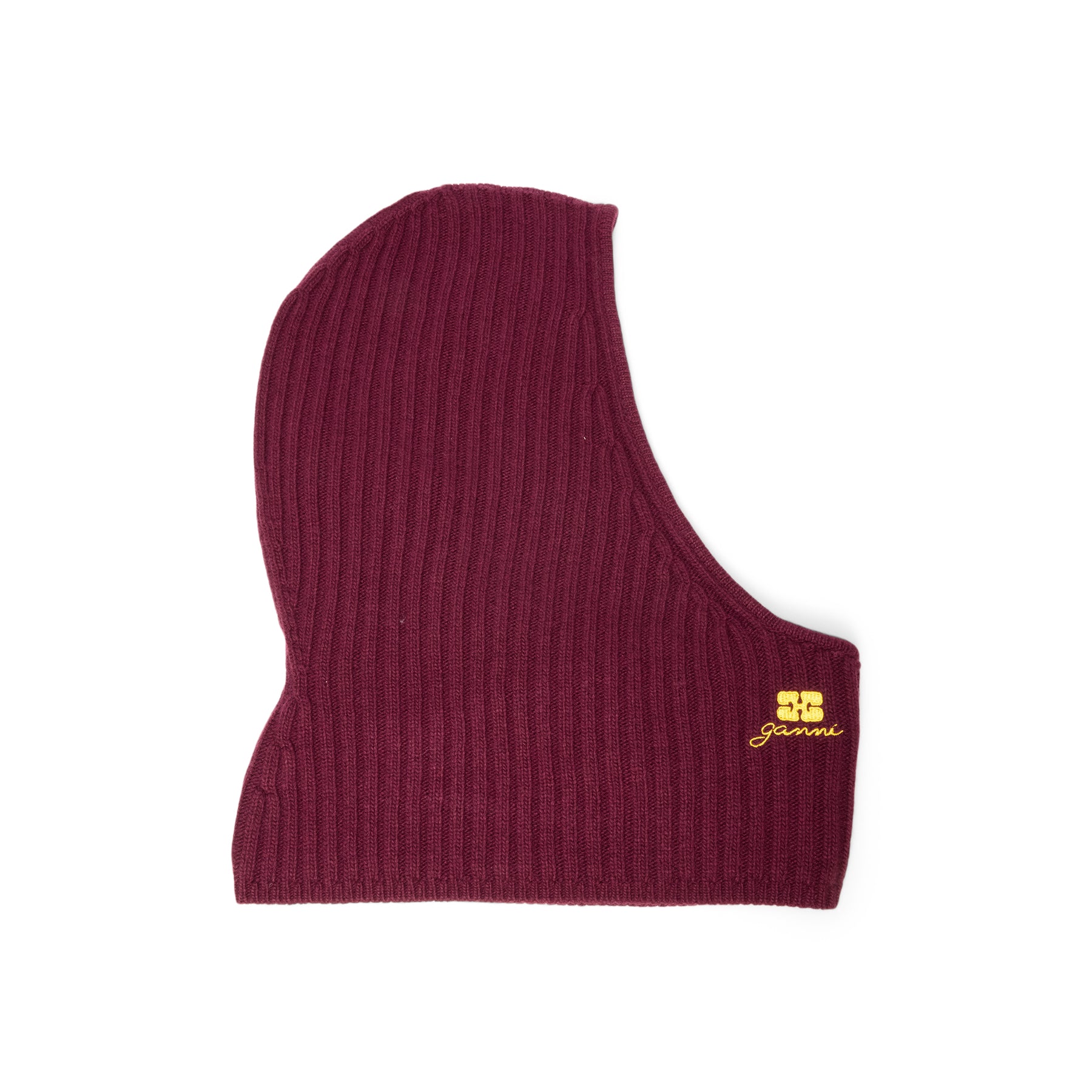 GANNI Wool Mix Knit Balaclava (Burgundy)