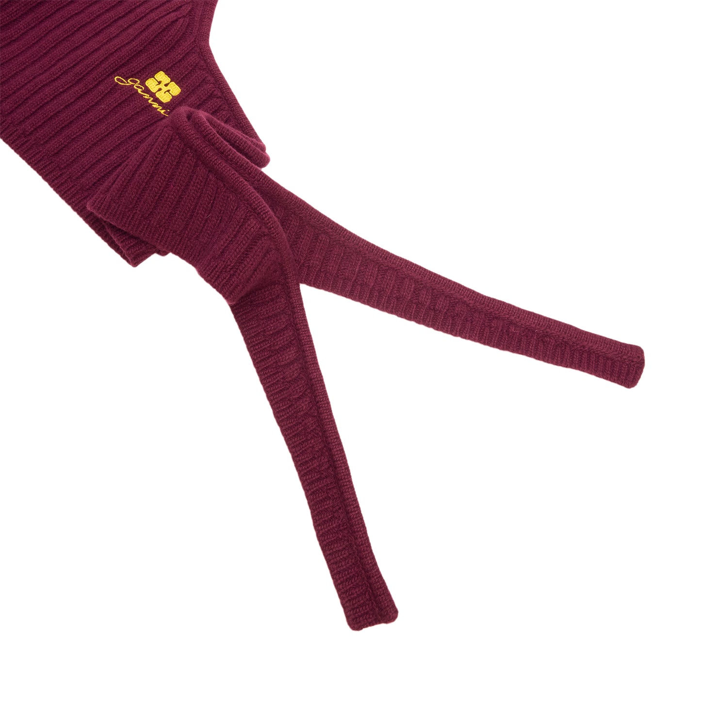 GANNI Wool Mix Knit Balaclava (Burgundy)