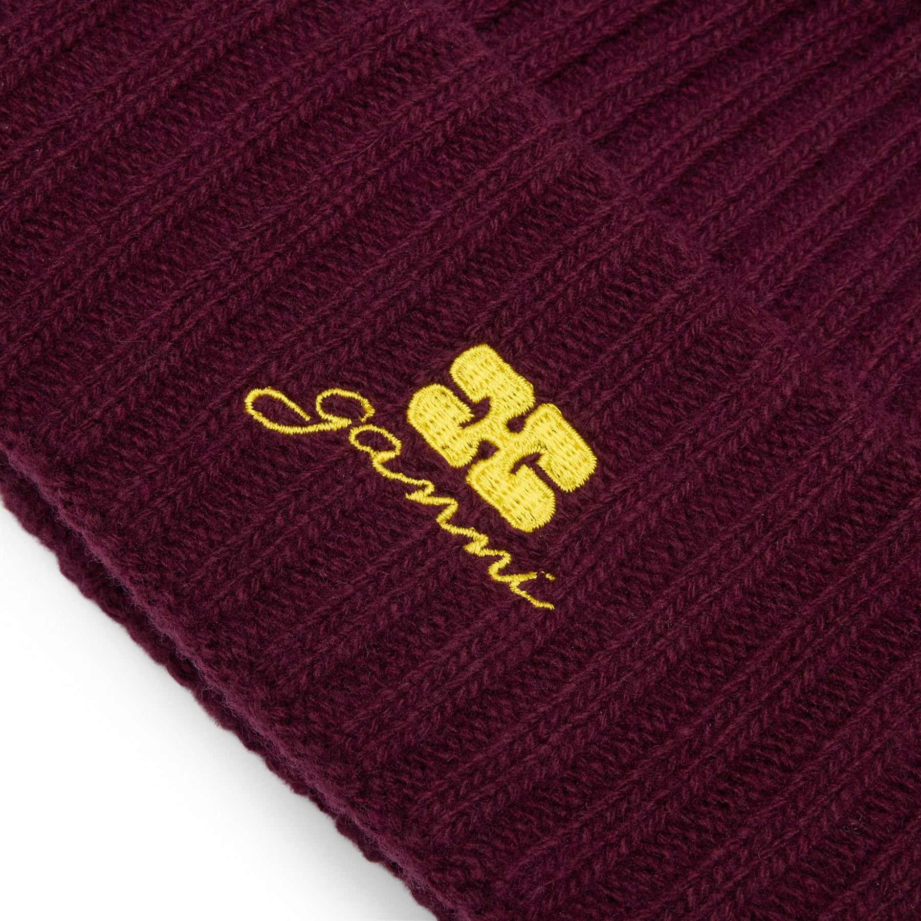 GANNI Wool Knit Beanie (Burgundy)