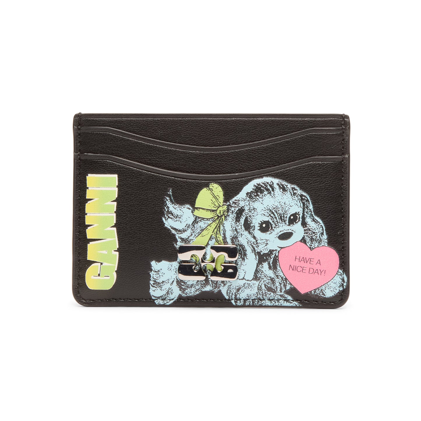 GANNI Blue Dog Card Holder (Black)