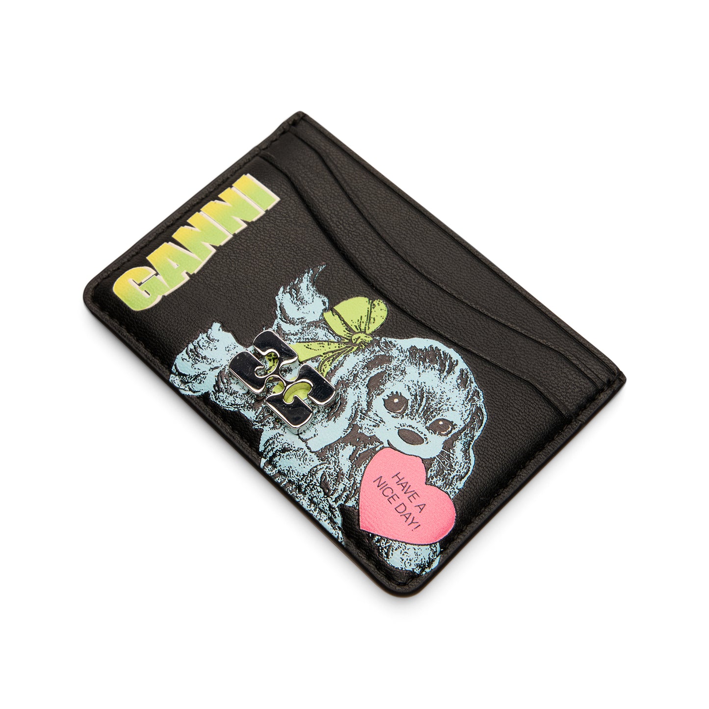GANNI Blue Dog Card Holder (Black)