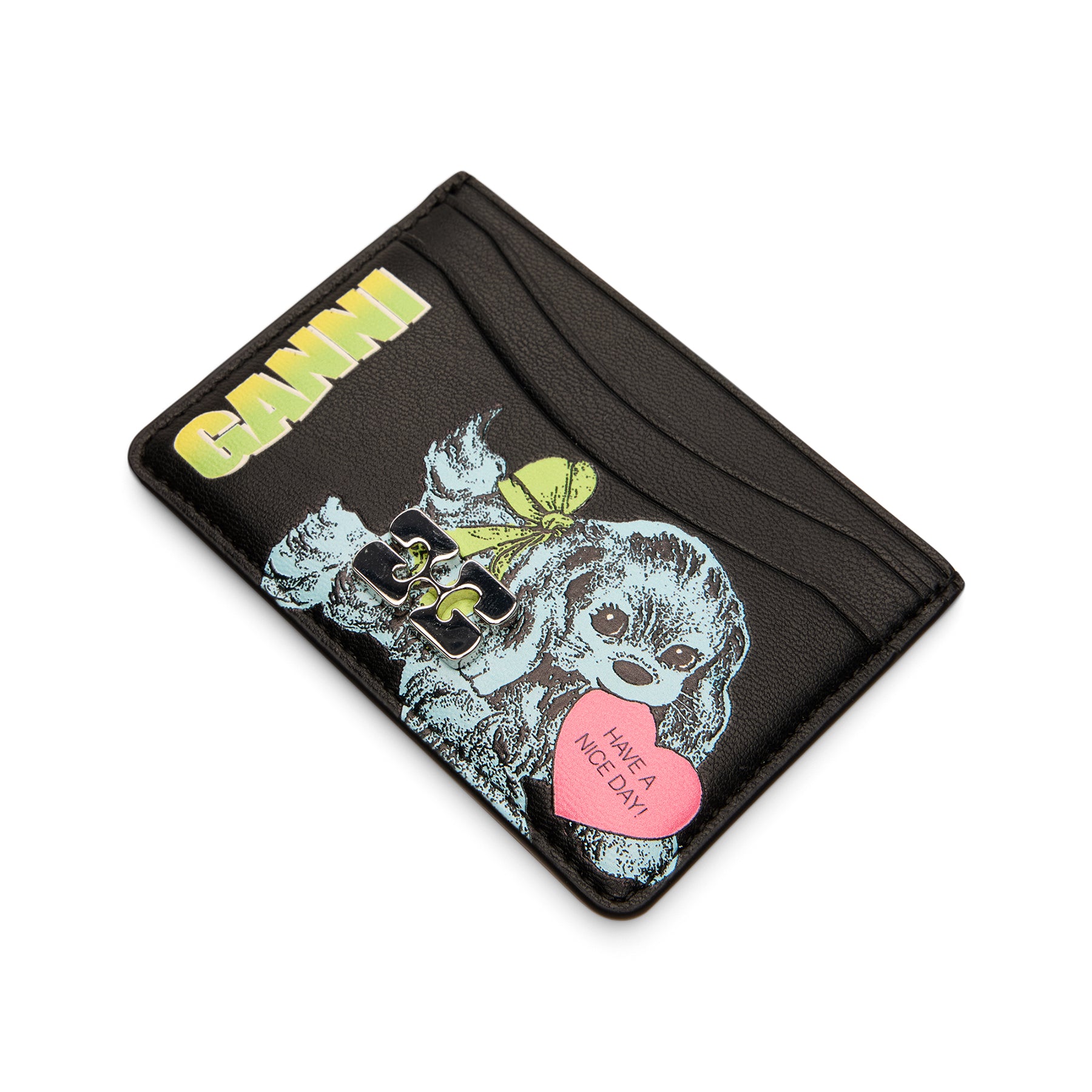GANNI Blue Dog Card Holder (Black)
