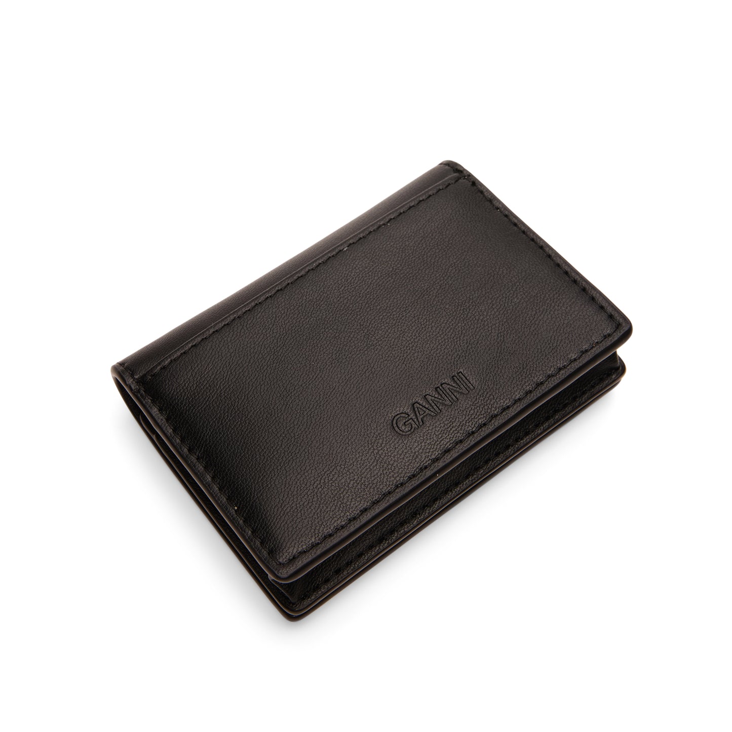 GANNI Blue Dog Card Holder With Flap  (Black)