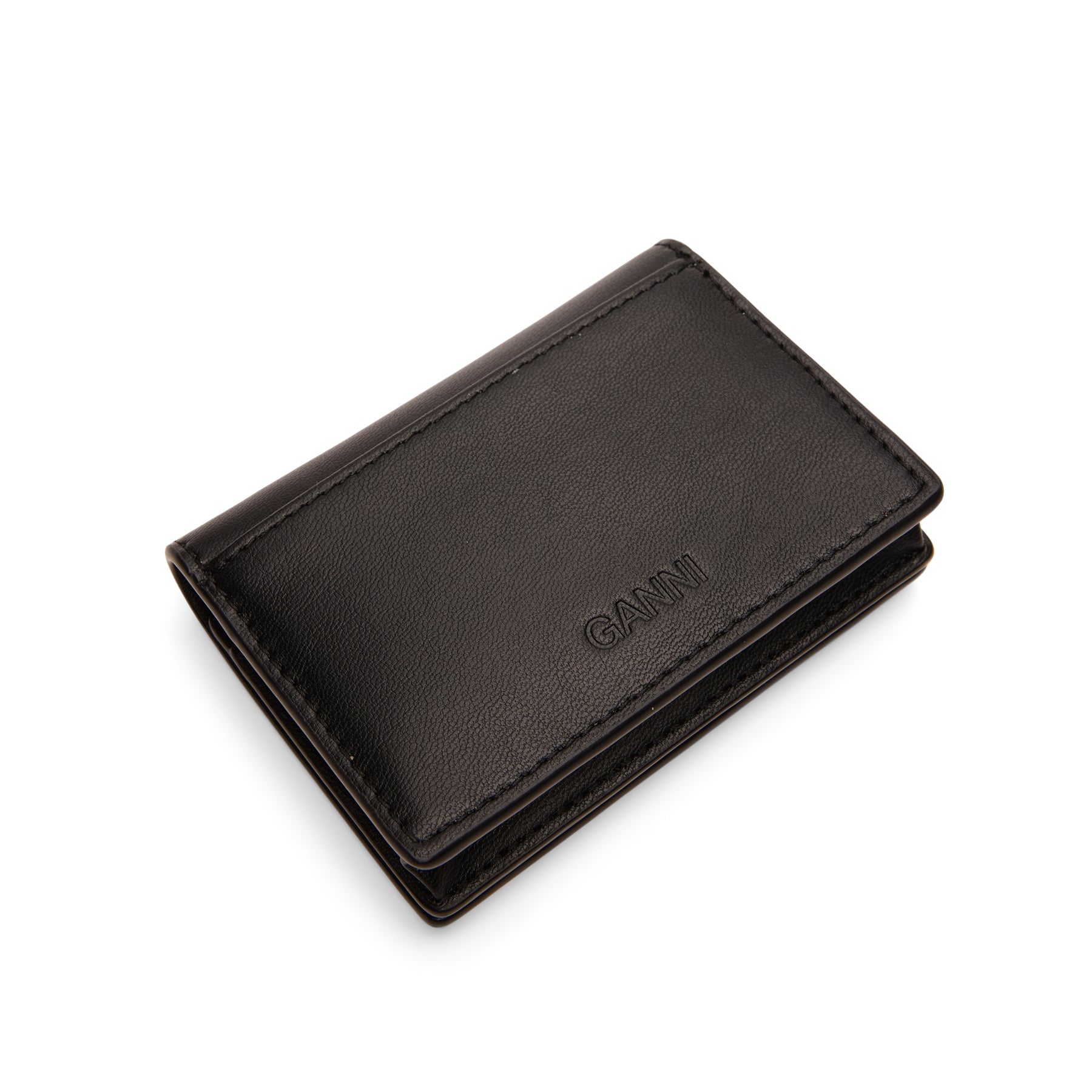 GANNI Blue Dog Card Holder With Flap  (Black)