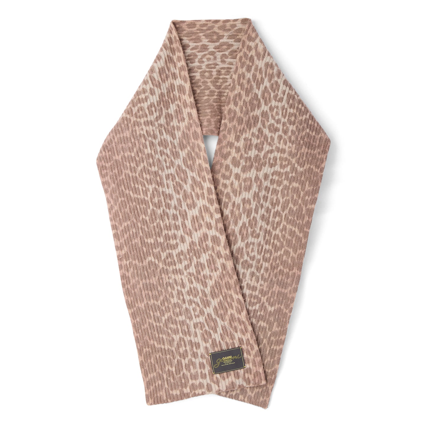 GANNI Wool Knit Scarf (Leopard)