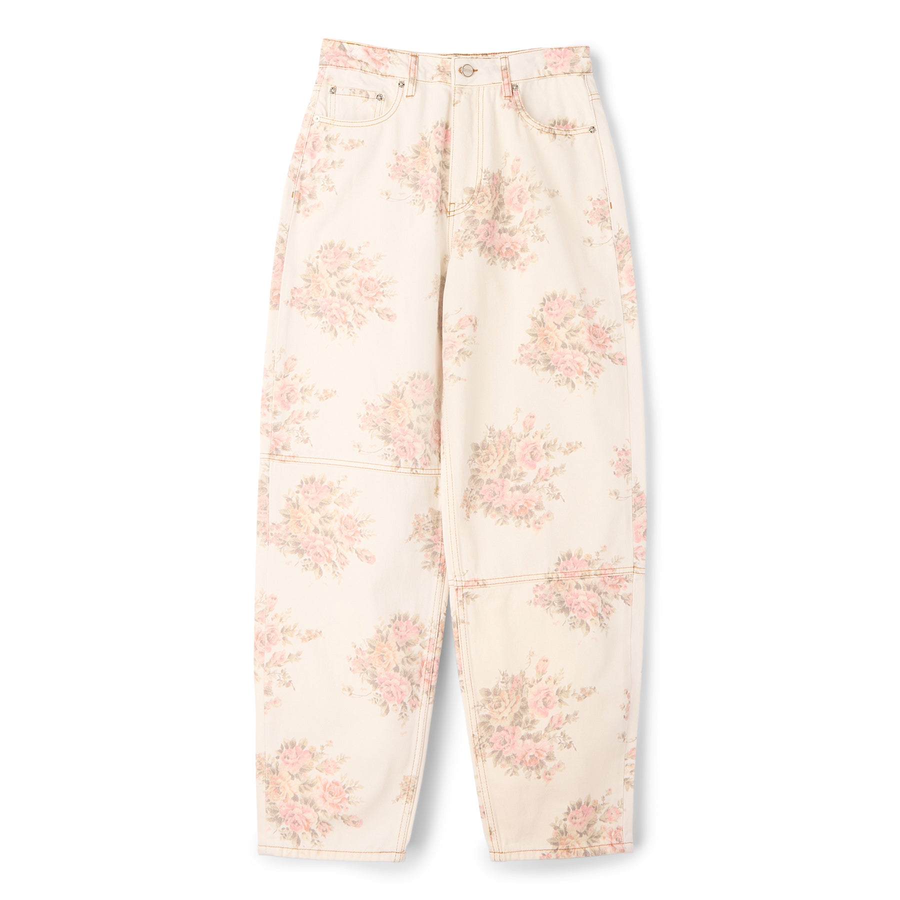 GANNI Floral Printed Stary Jeans (Egret)