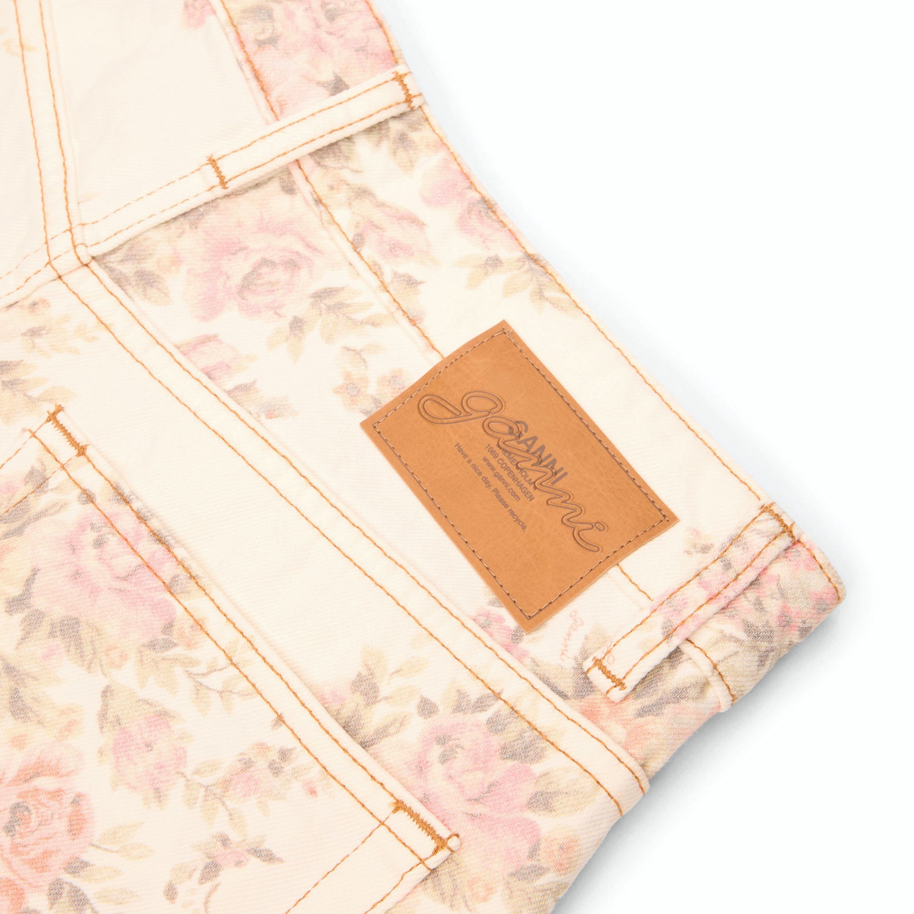 GANNI Floral Printed Stary Jeans (Egret)