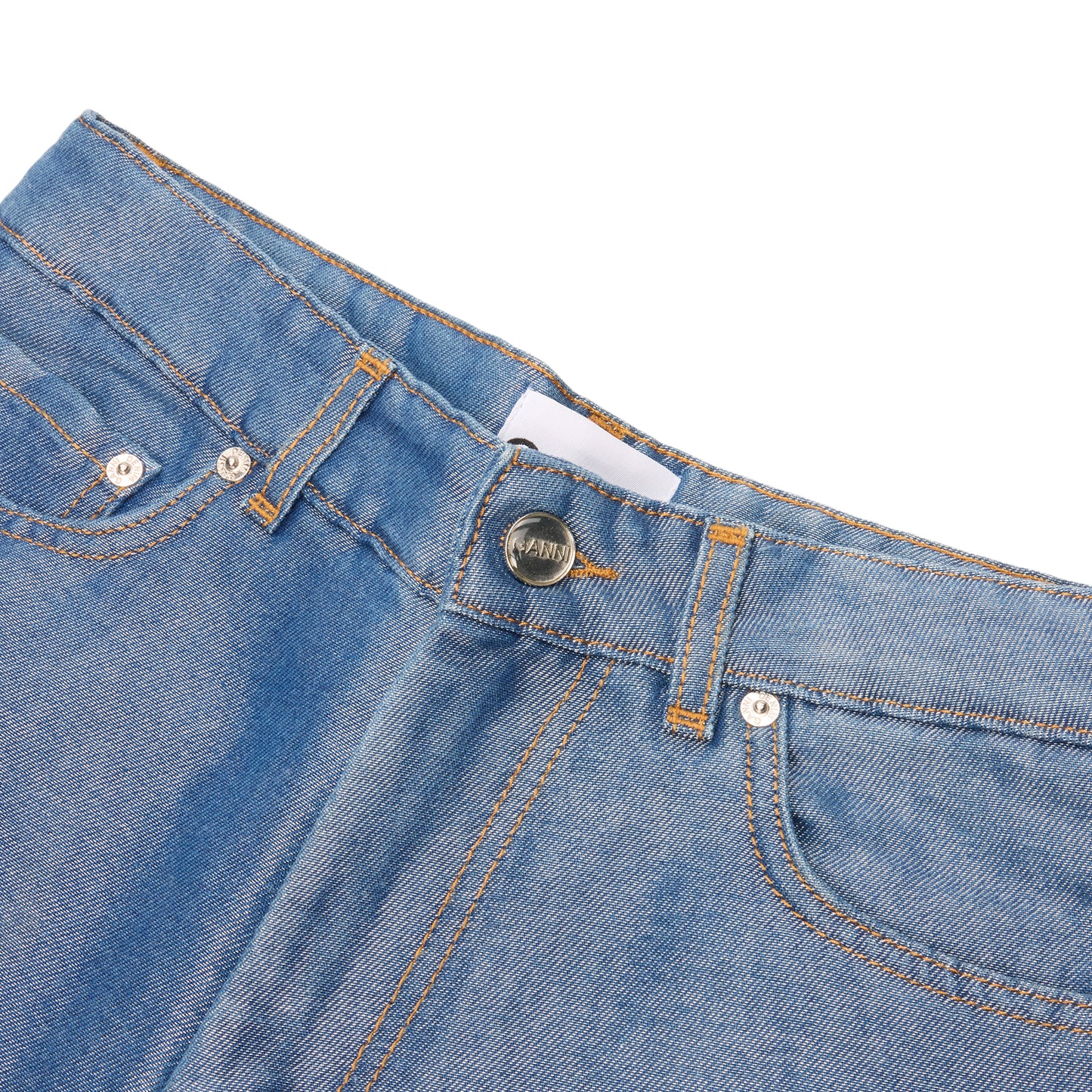 GANNI Shiny Denim Izey (Mid Blue Stone)