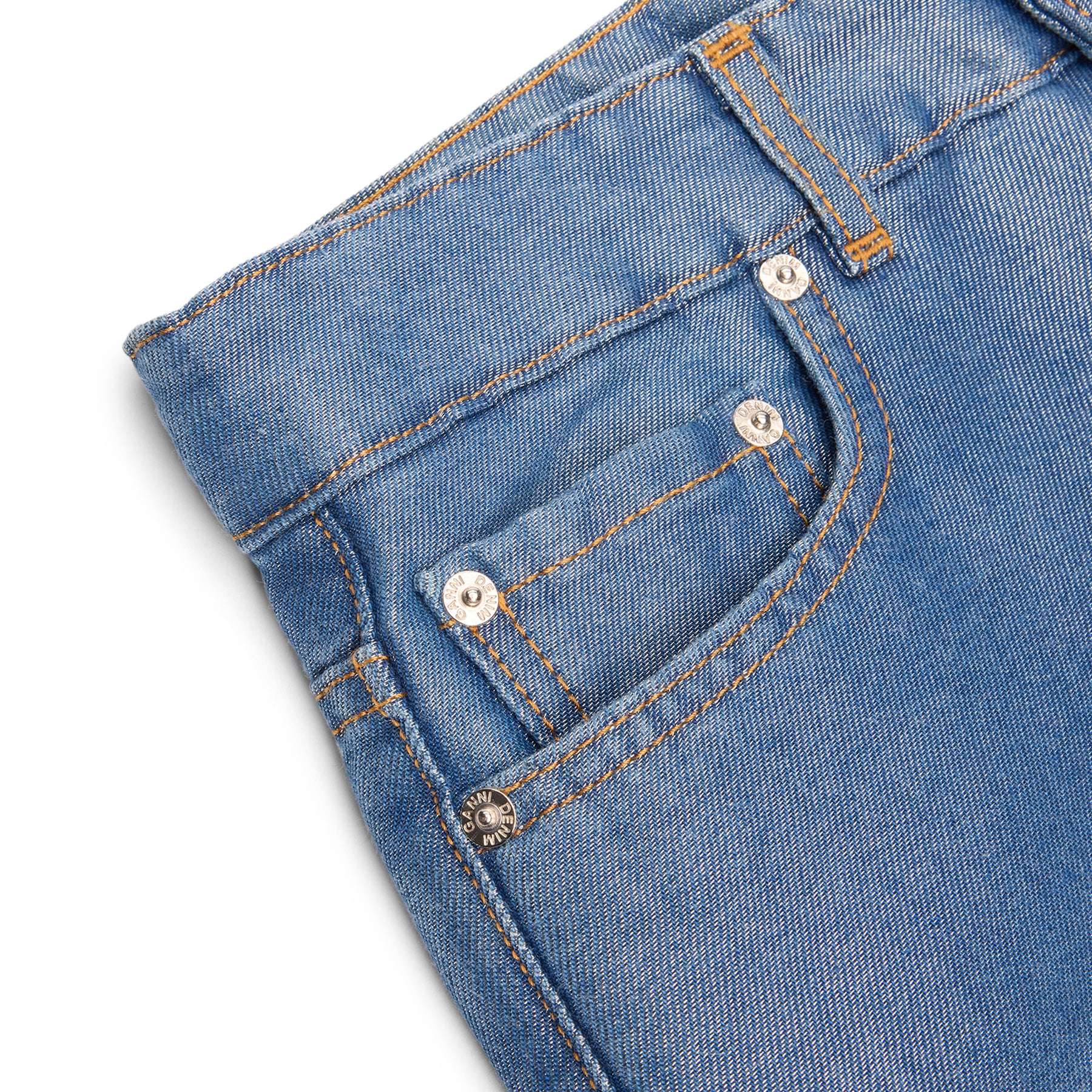 GANNI Shiny Denim Izey (Mid Blue Stone)