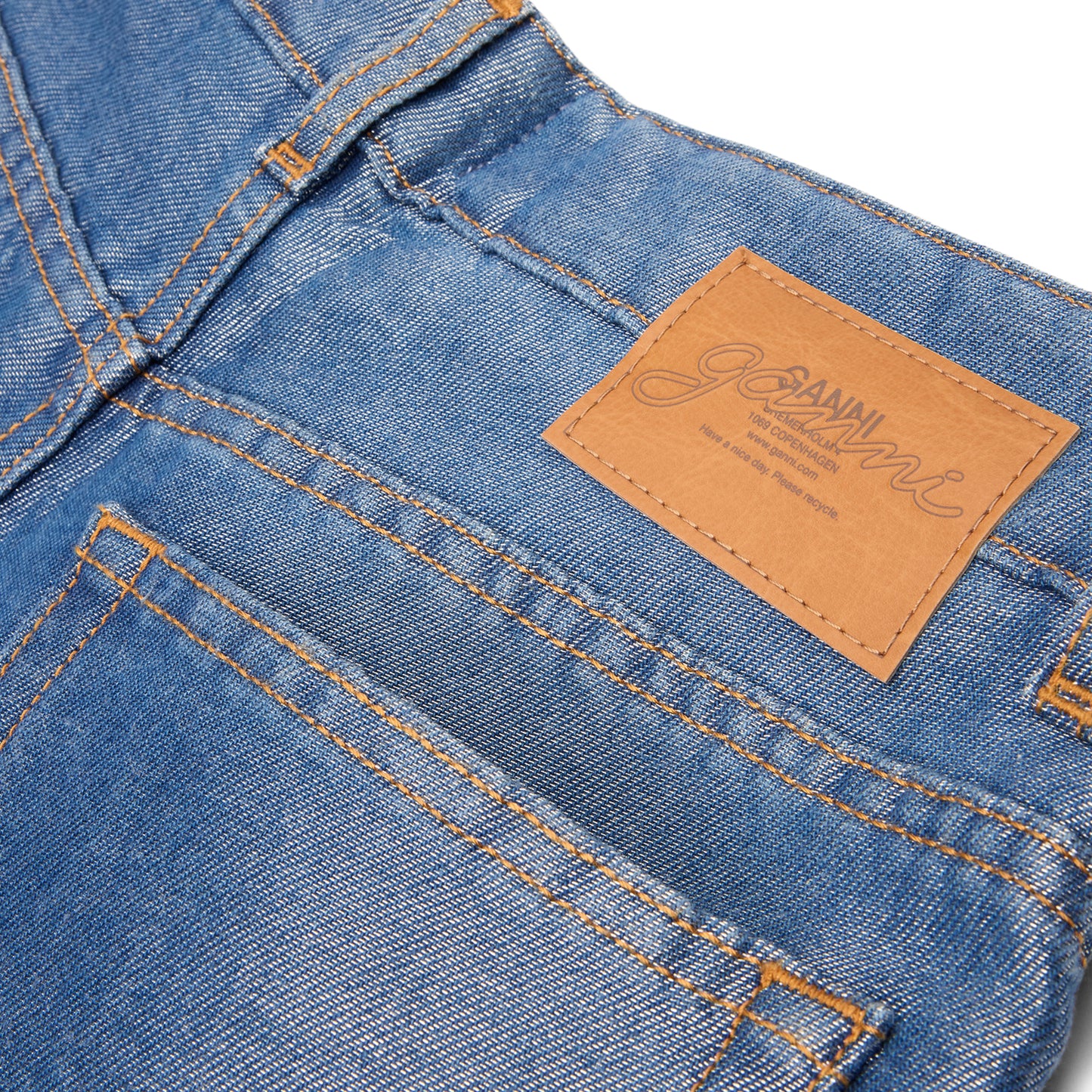 GANNI Shiny Denim Izey (Mid Blue Stone)