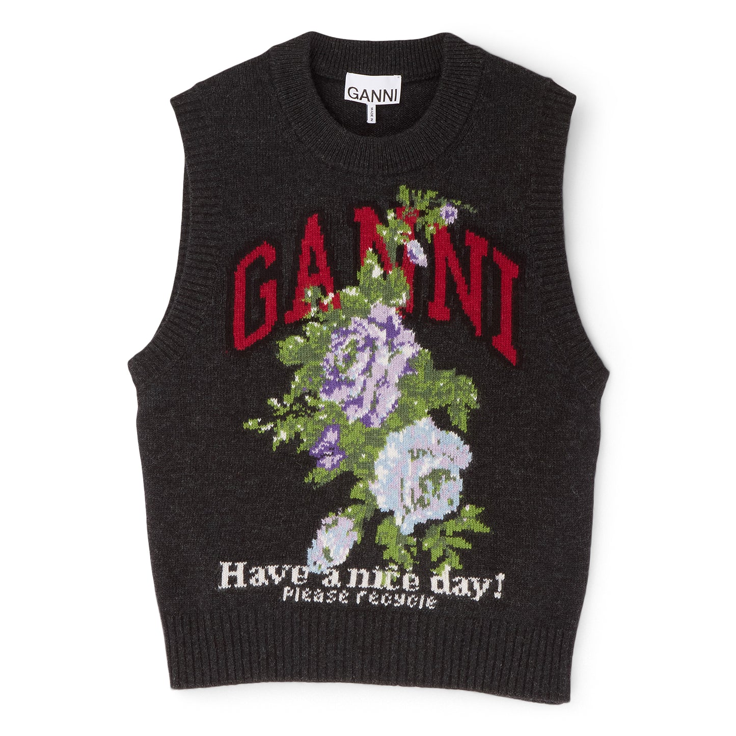 GANNI Rose Wool Vest (Phantom)