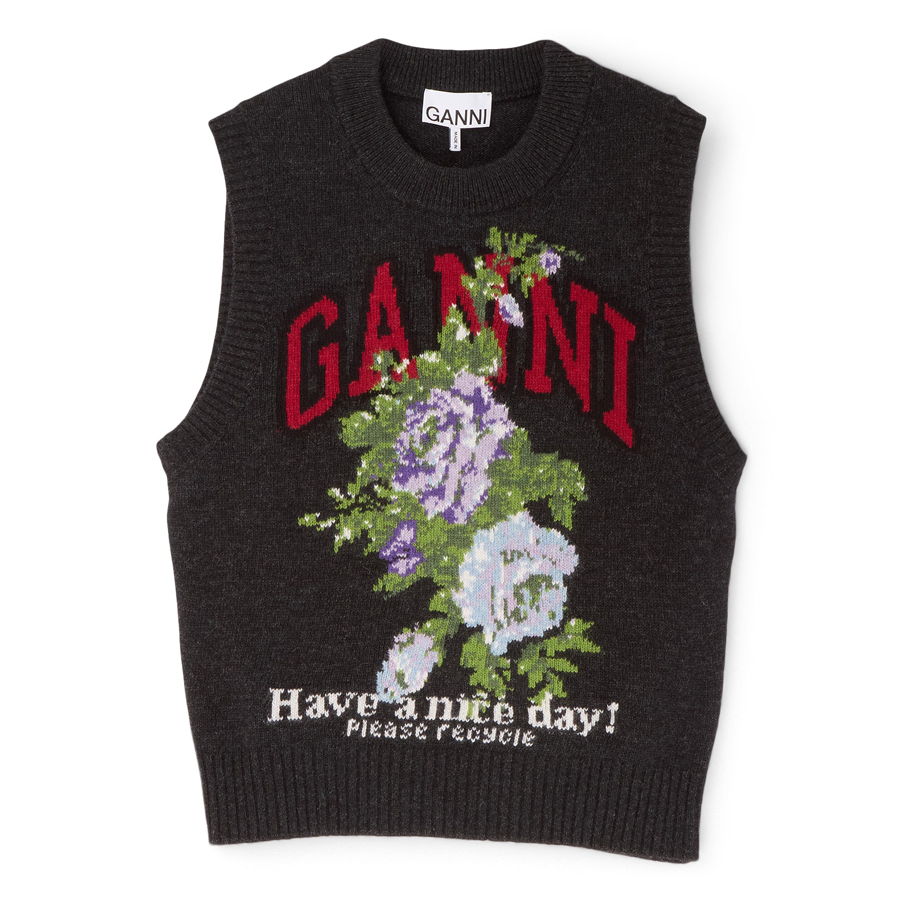 GANNI Rose Wool Vest (Phantom)