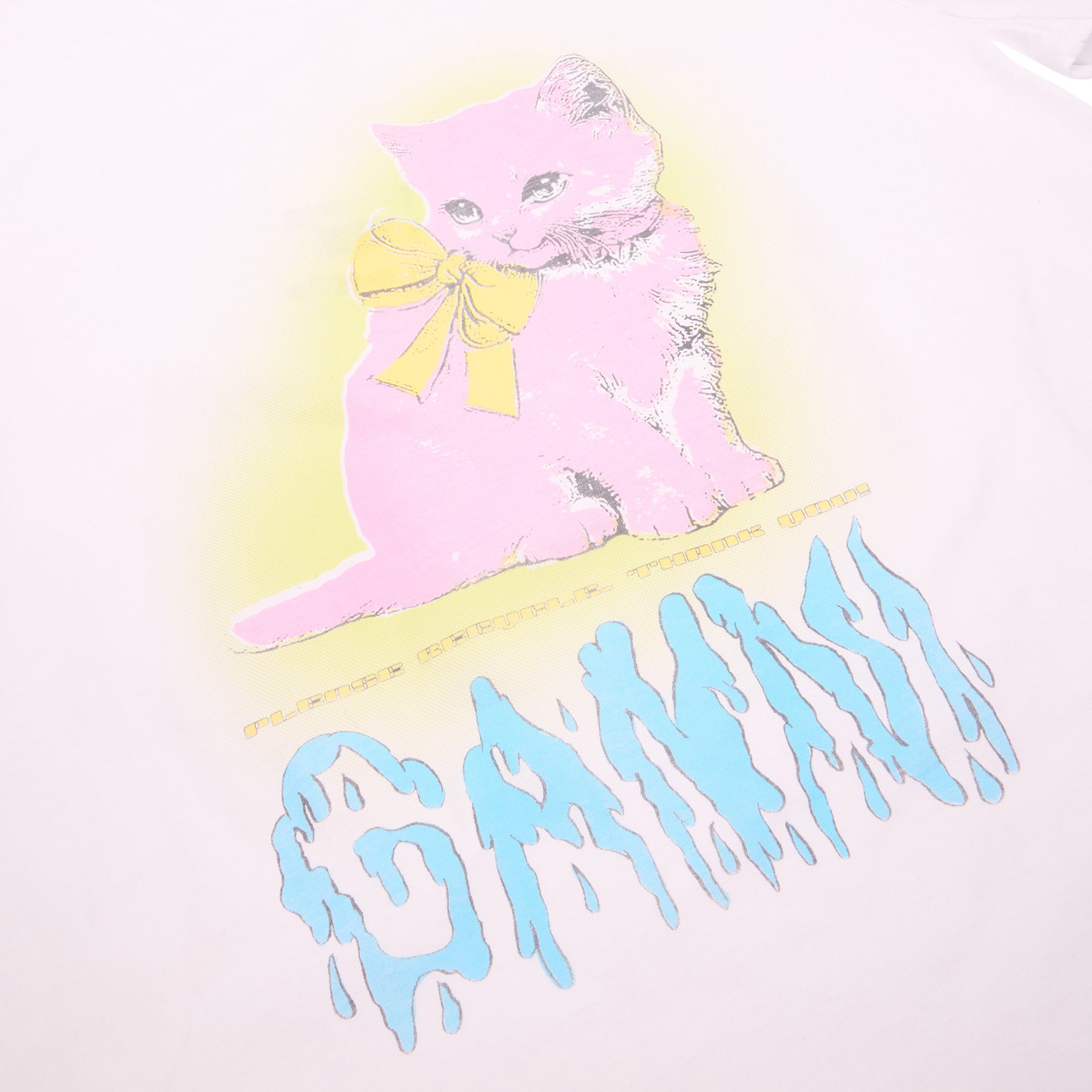 GANNI Basic Jersey Neon Kitty T-shirt (Bright White)