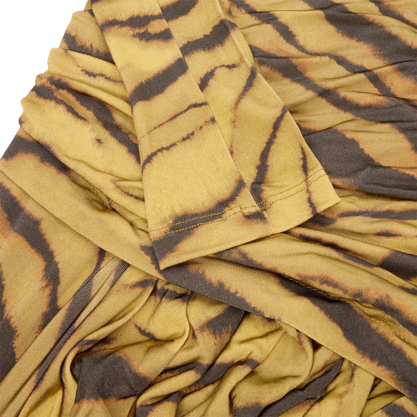 GANNI Zebra Print Ruched Dress (Khaki)