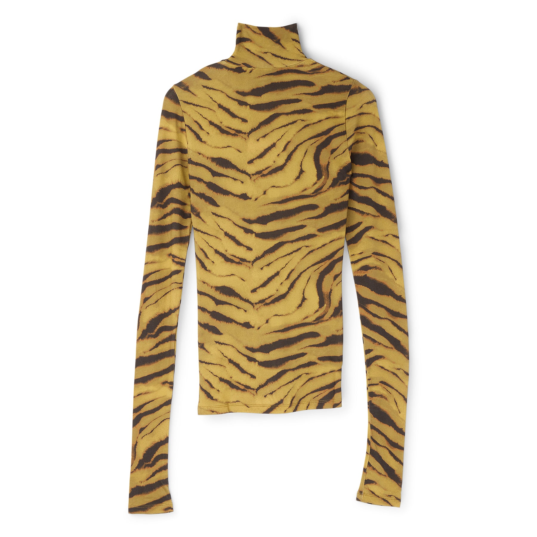 GANNI Zebra Print Jersey Turtleneck (Khaki)