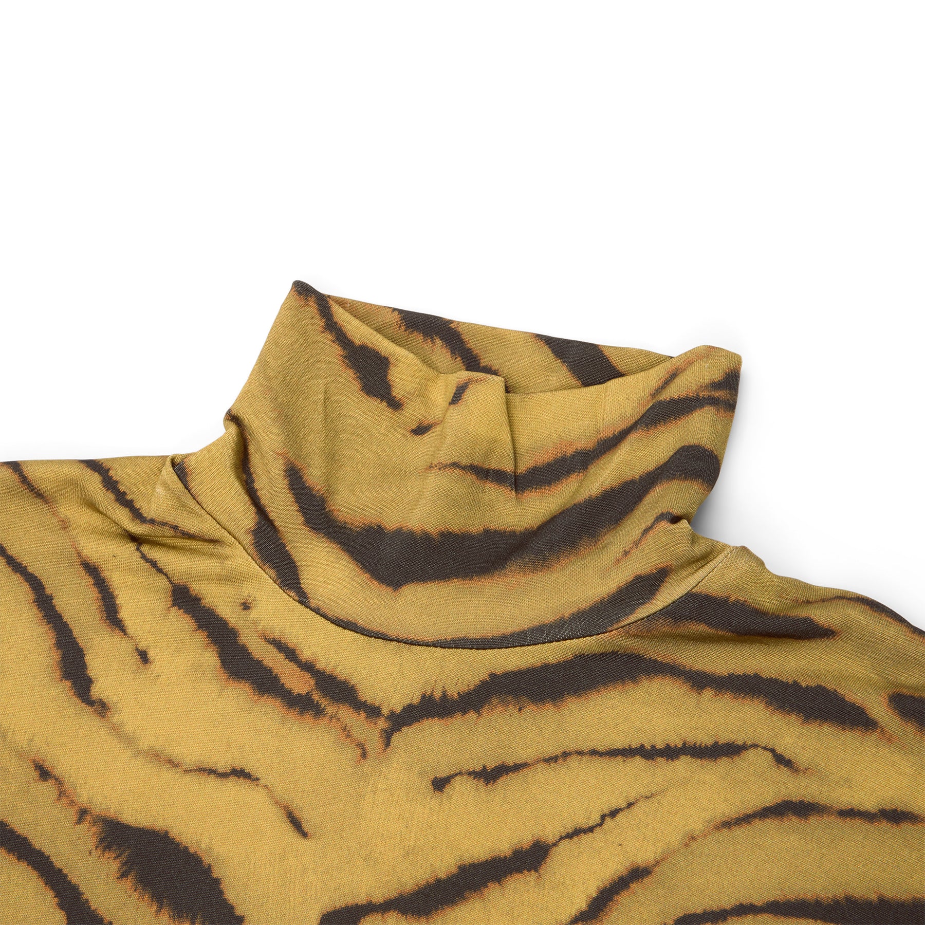 GANNI Zebra Print Jersey Turtleneck (Khaki)