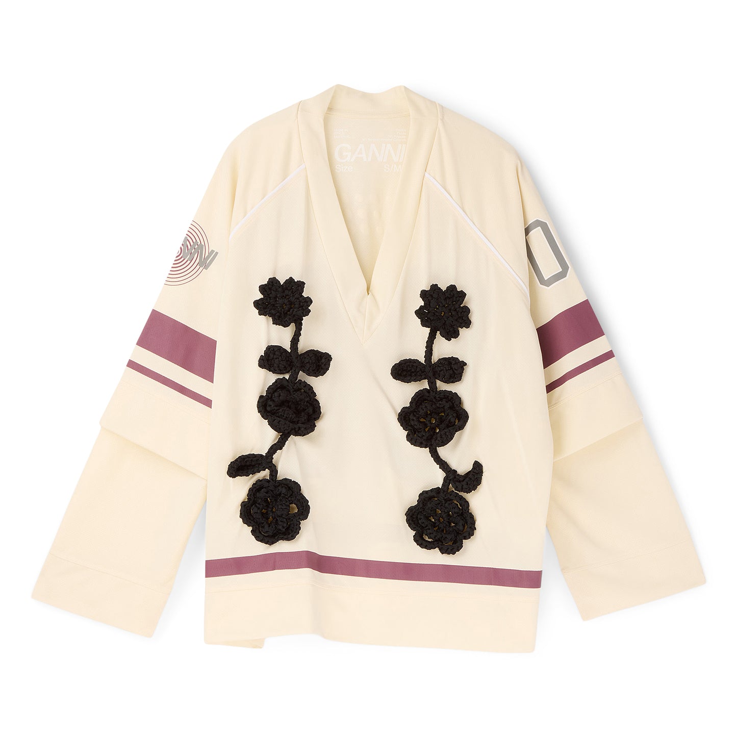 GANNI Oversized Long Sleeve Top (Egret)