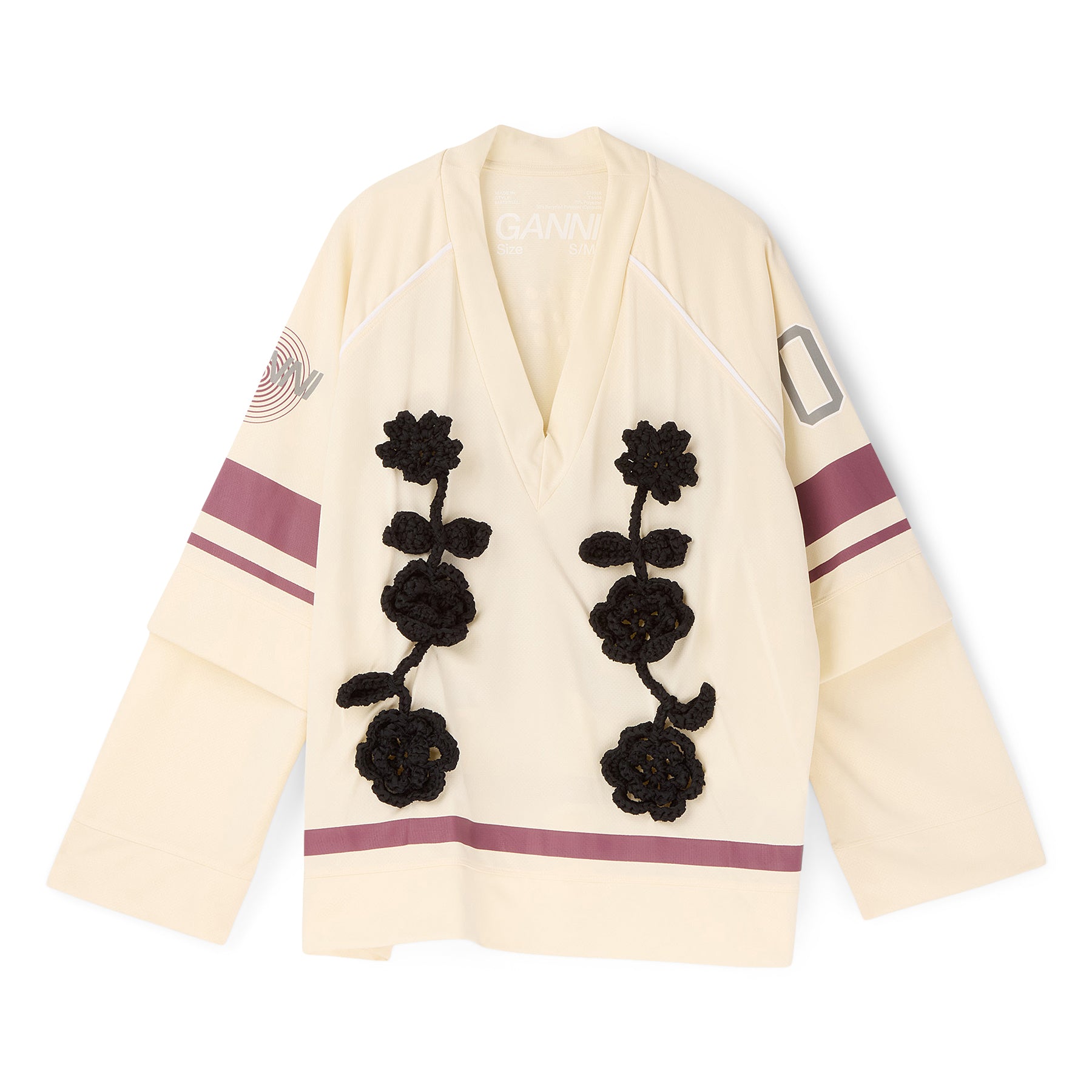 GANNI Oversized Long Sleeve Top (Egret)