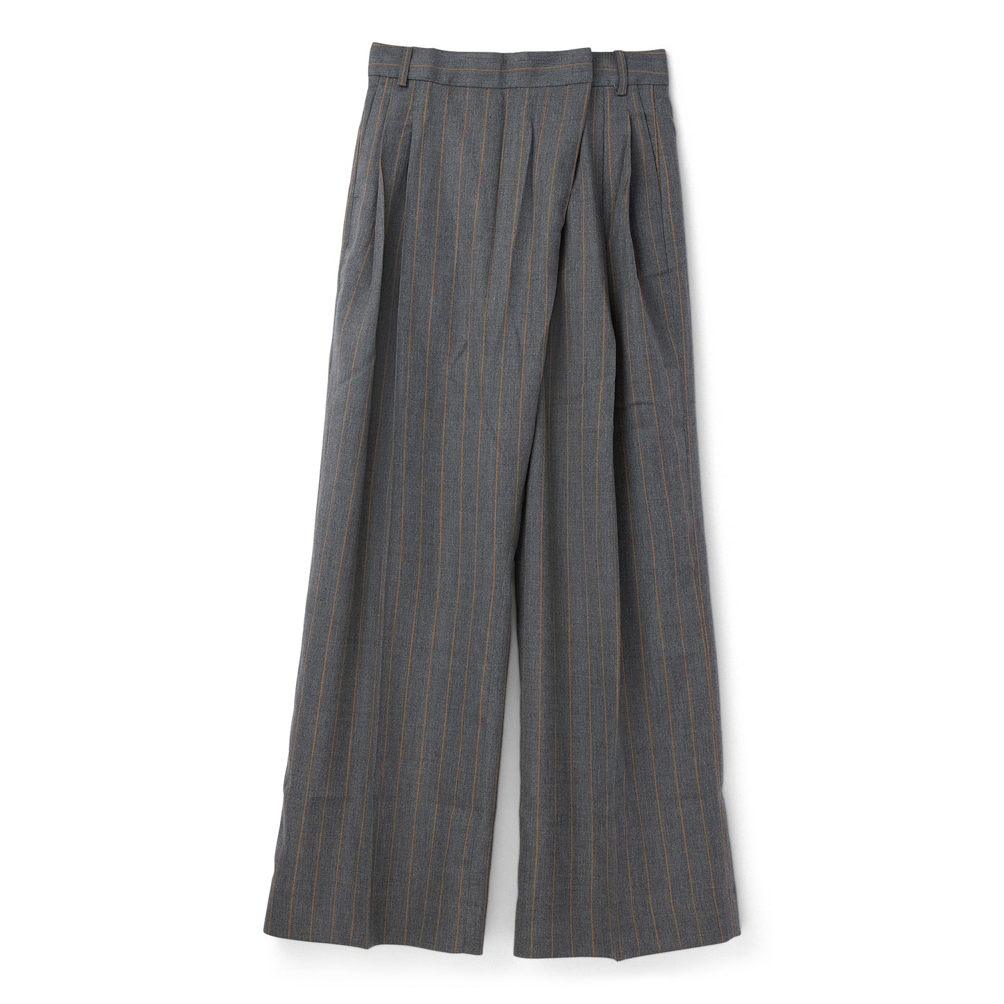 GANNI Stripe Cross-Over Pants (Pewter)