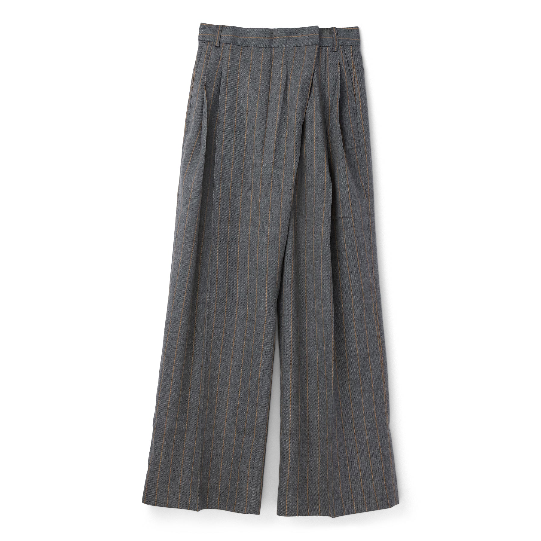 GANNI Stripe Cross-Over Pants (Pewter)
