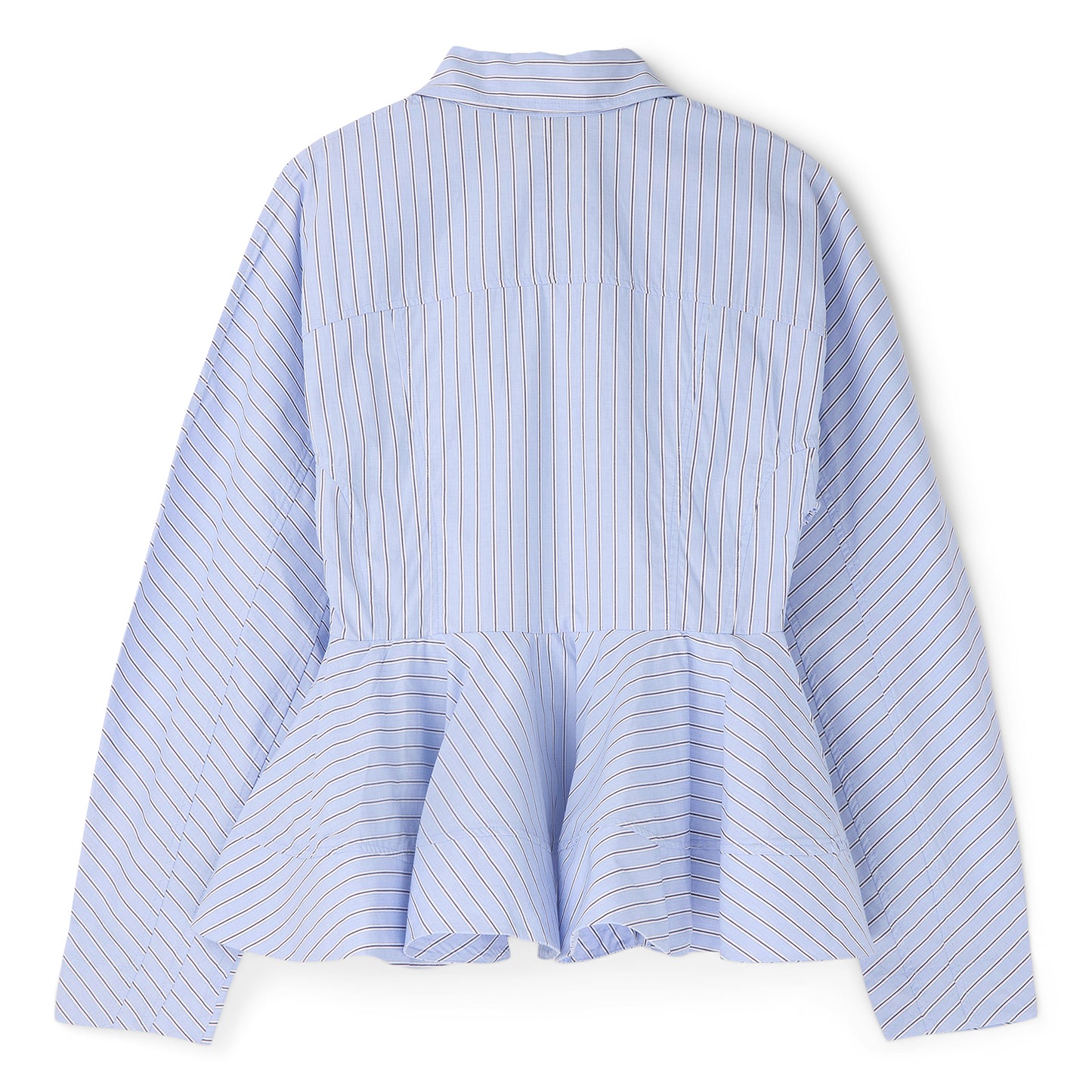 GANNI Stripe Peplum Shirt (Lavender Lustre)