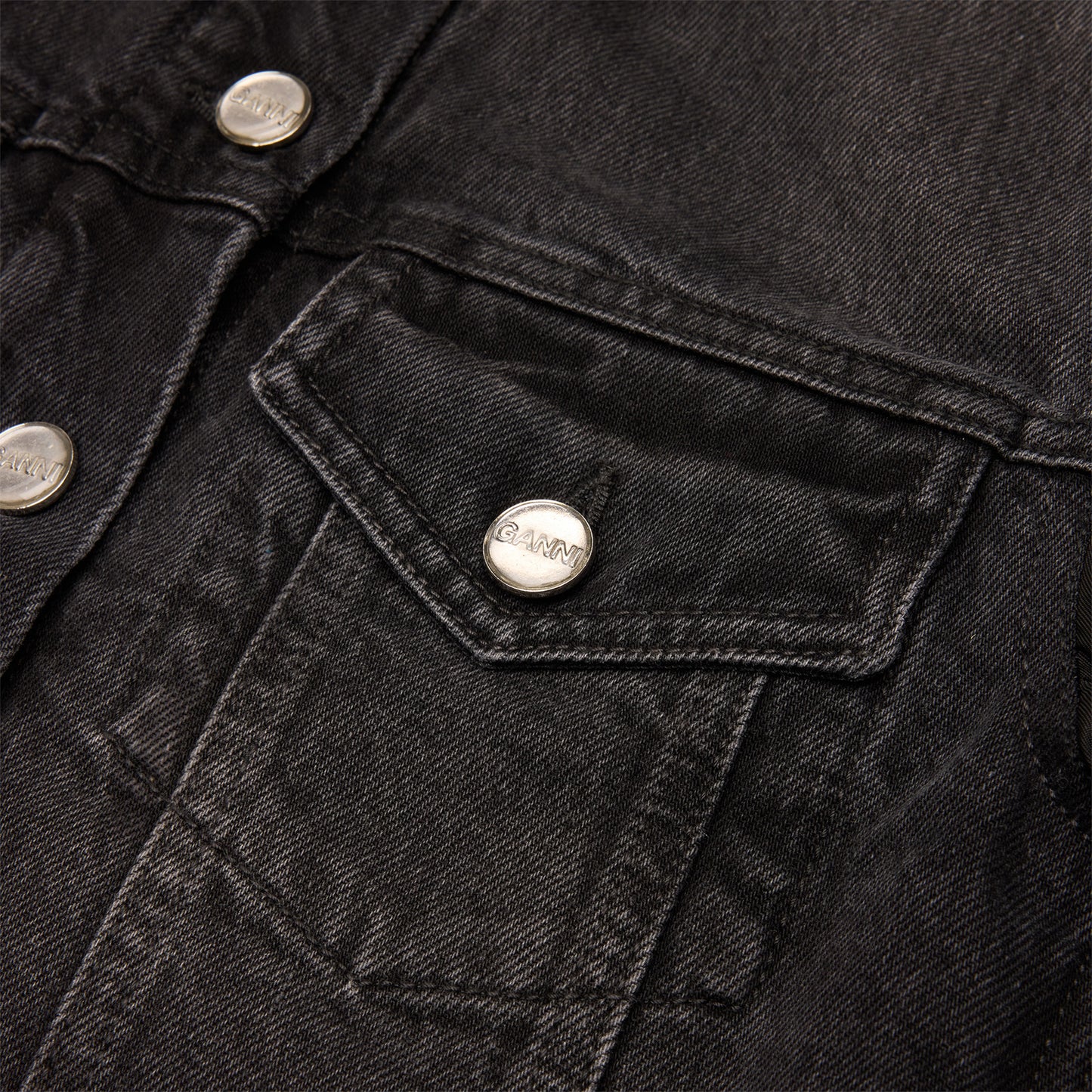 GANNI Rigid Denim Jacket (Black Washed)