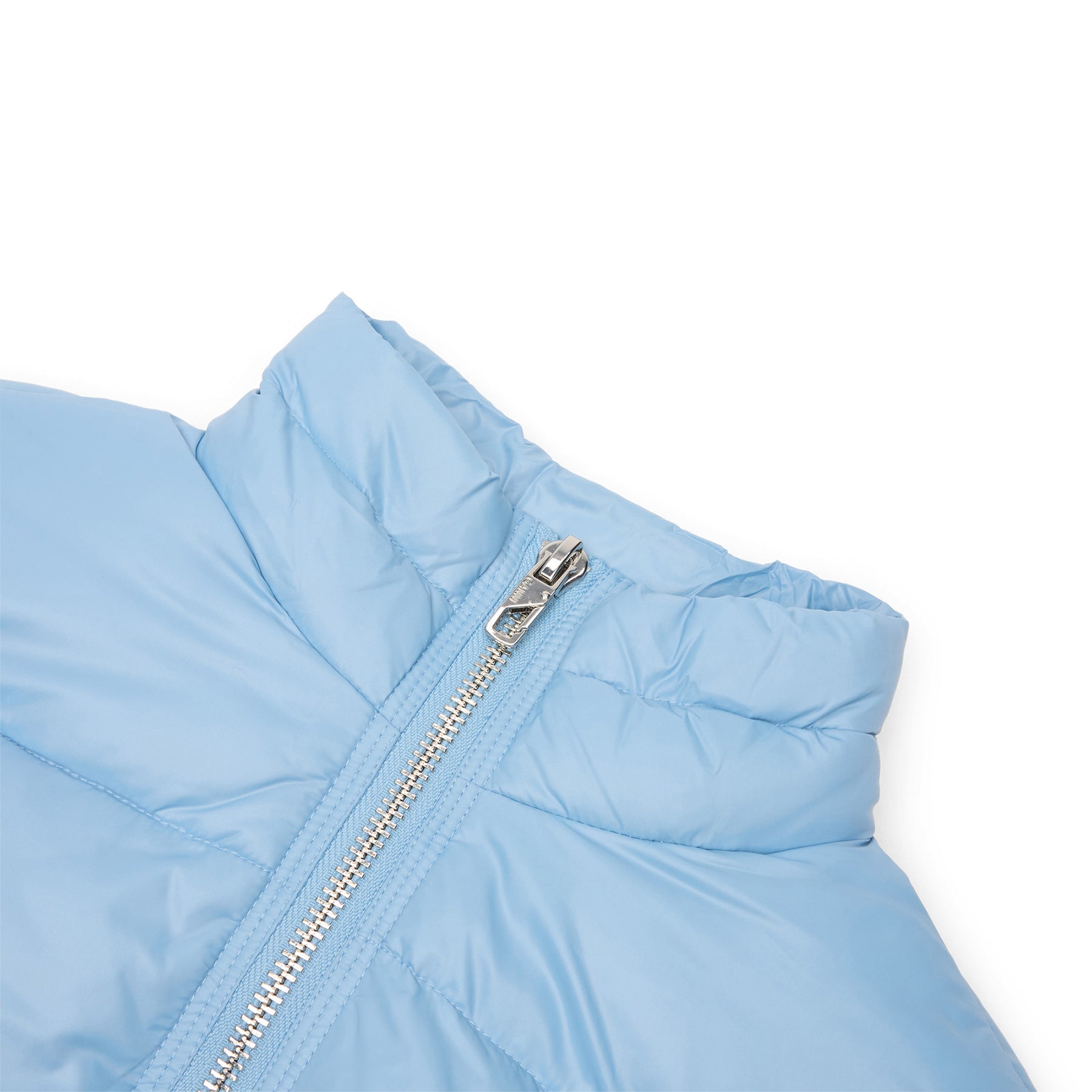 GANNI Shiny Nylon Short Puffer Jacket (Blissful Blue)