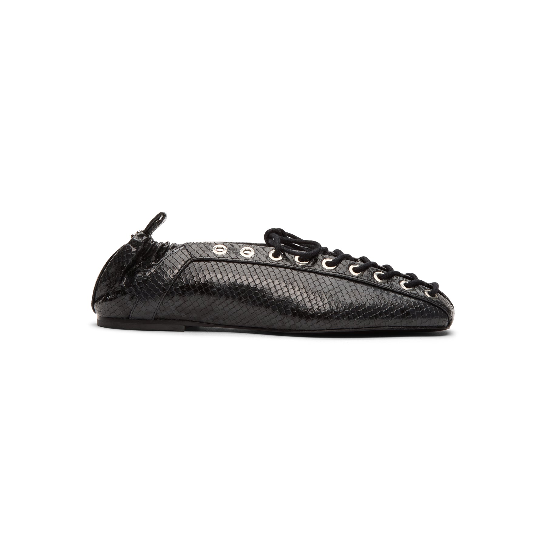 GANNI Lace-Up Ballerinas (Black Oyster)