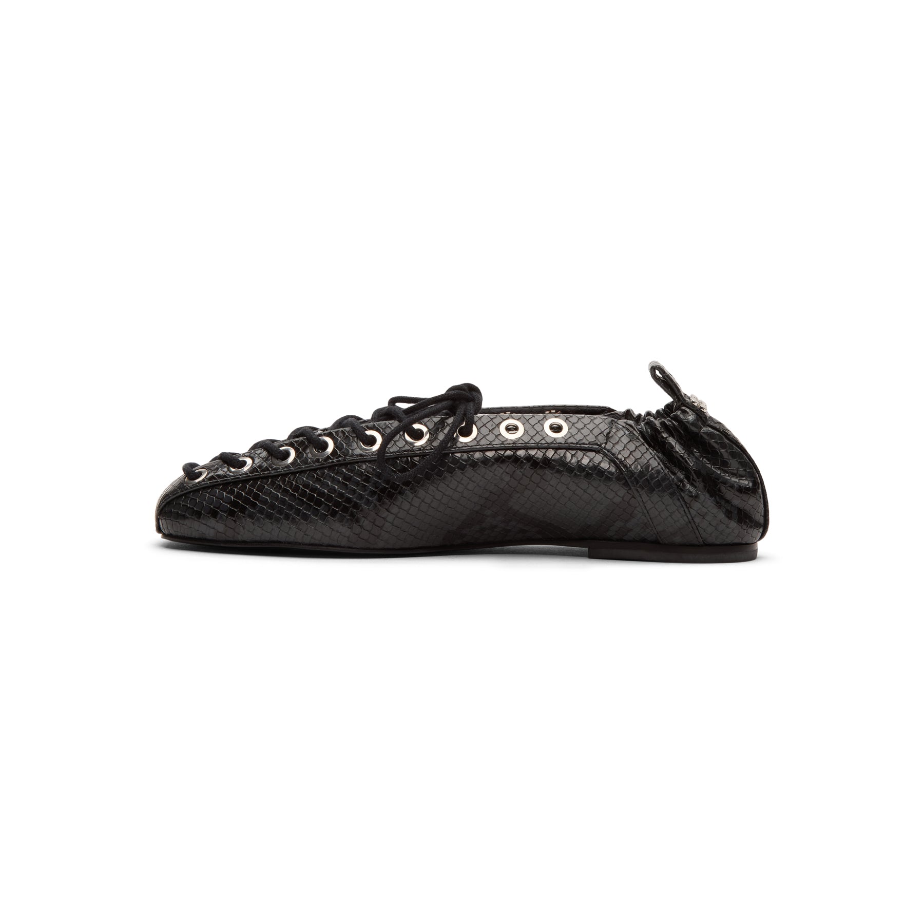 GANNI Lace-Up Ballerinas (Black Oyster)