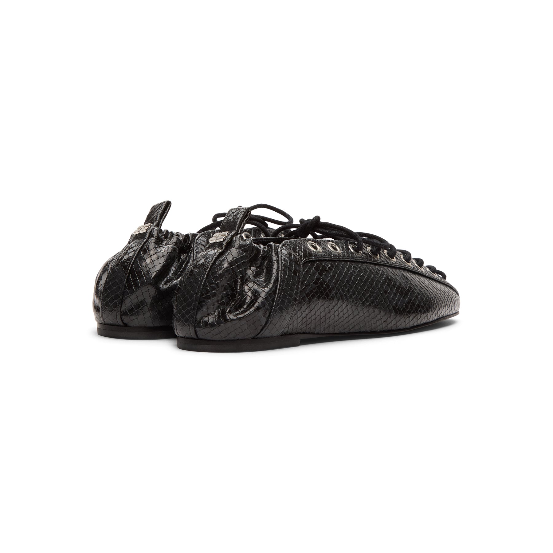 GANNI Lace-Up Ballerinas (Black Oyster)