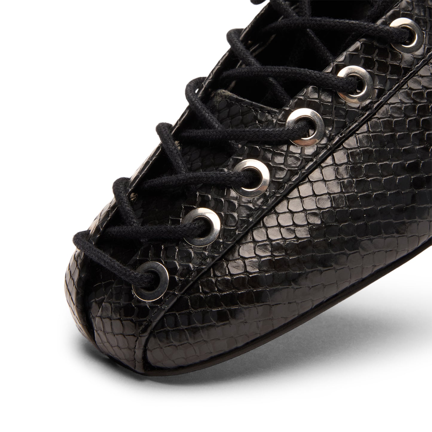 GANNI Lace-Up Ballerinas (Black Oyster)