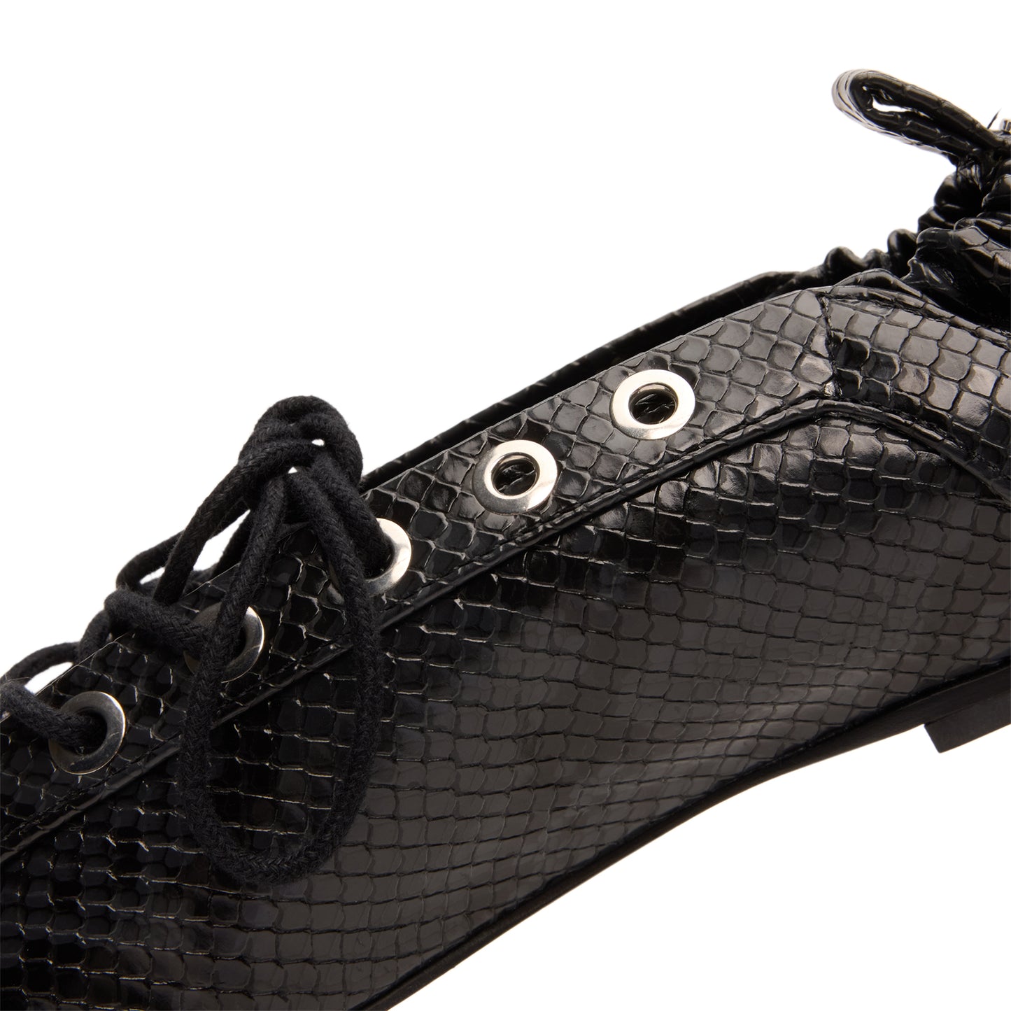 GANNI Lace-Up Ballerinas (Black Oyster)