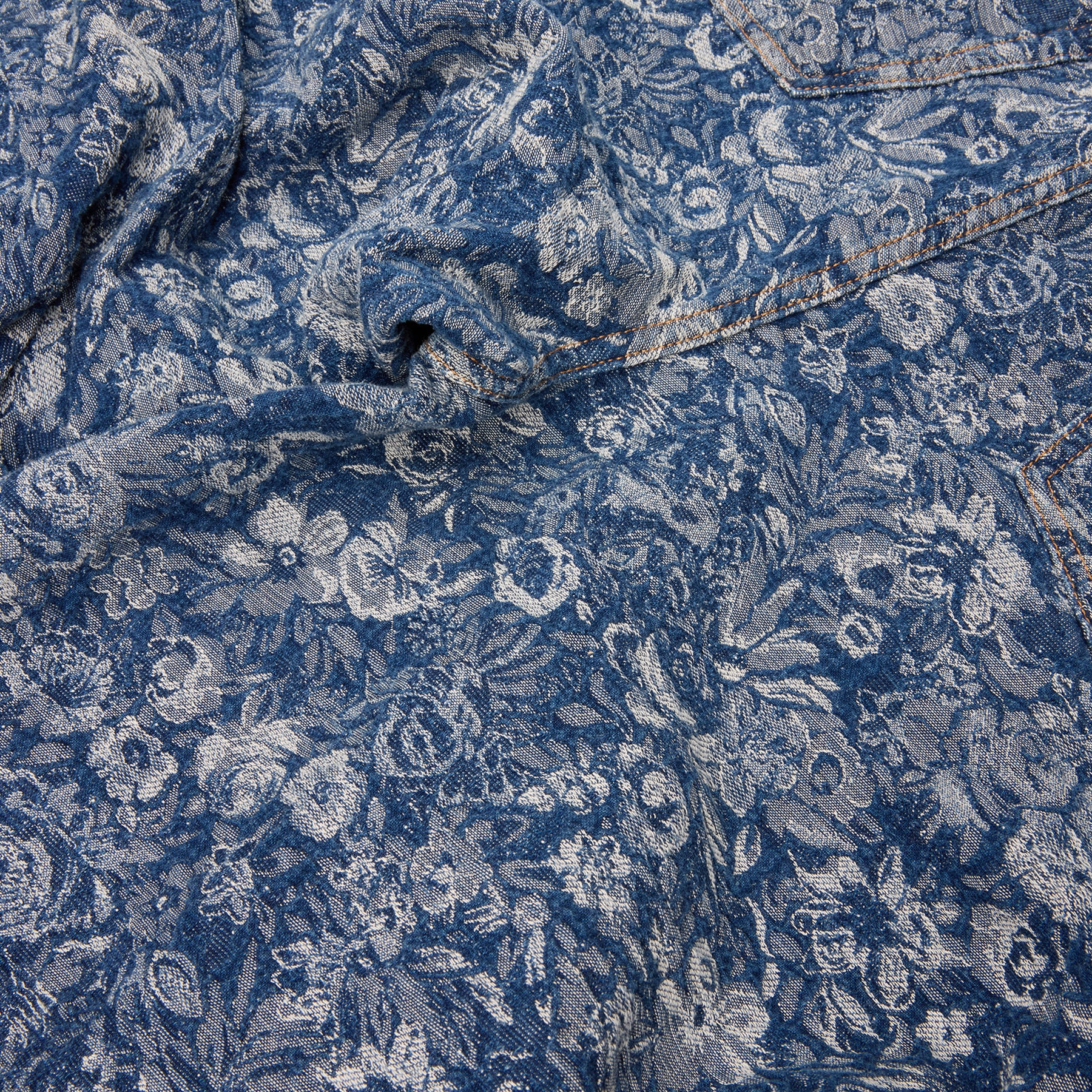 GANNI Tapestry Draped Jeans (Mid Blue Stone)