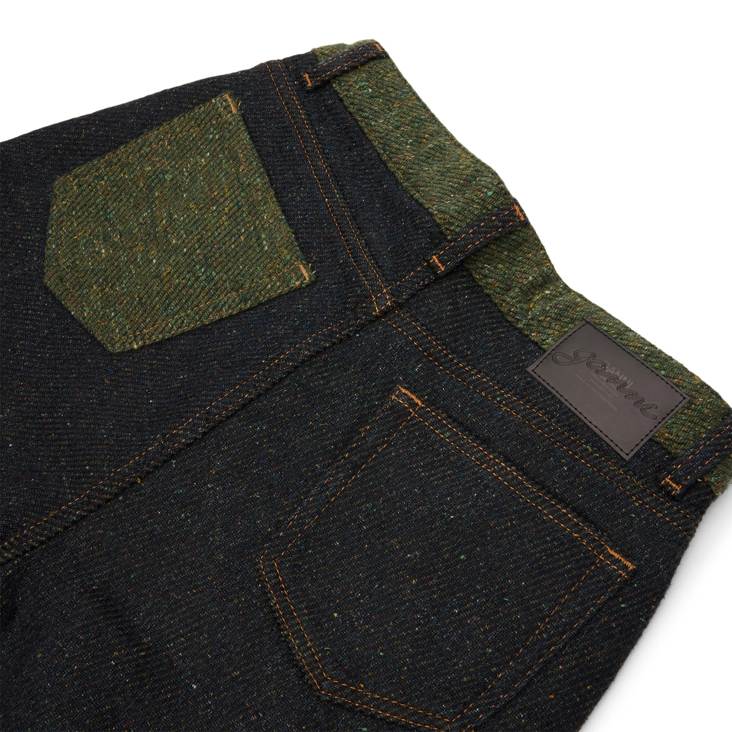 GANNI Fold-Up Twill Denim Baggy Jeans (Phantom)