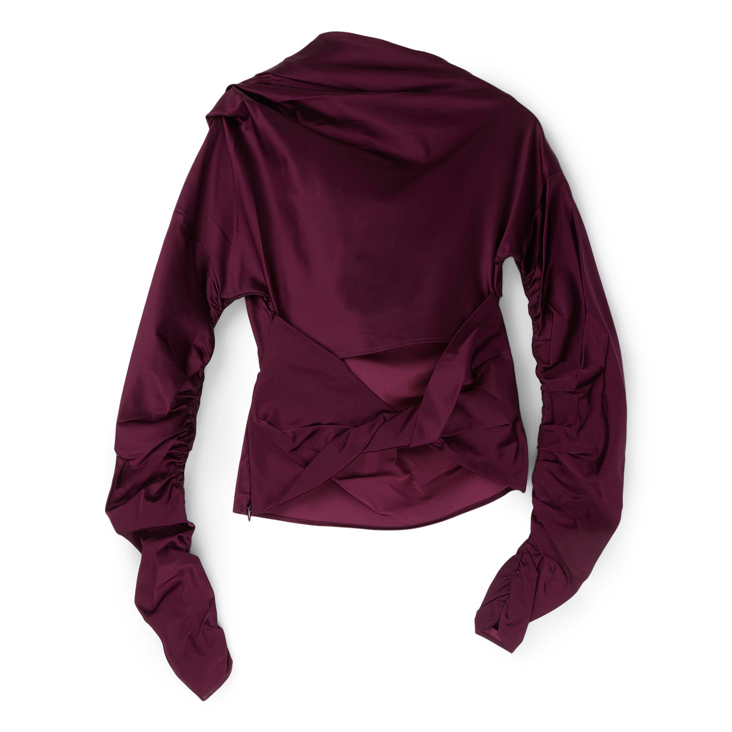 GANNI Satin Ruched Top (Mauve Wine)
