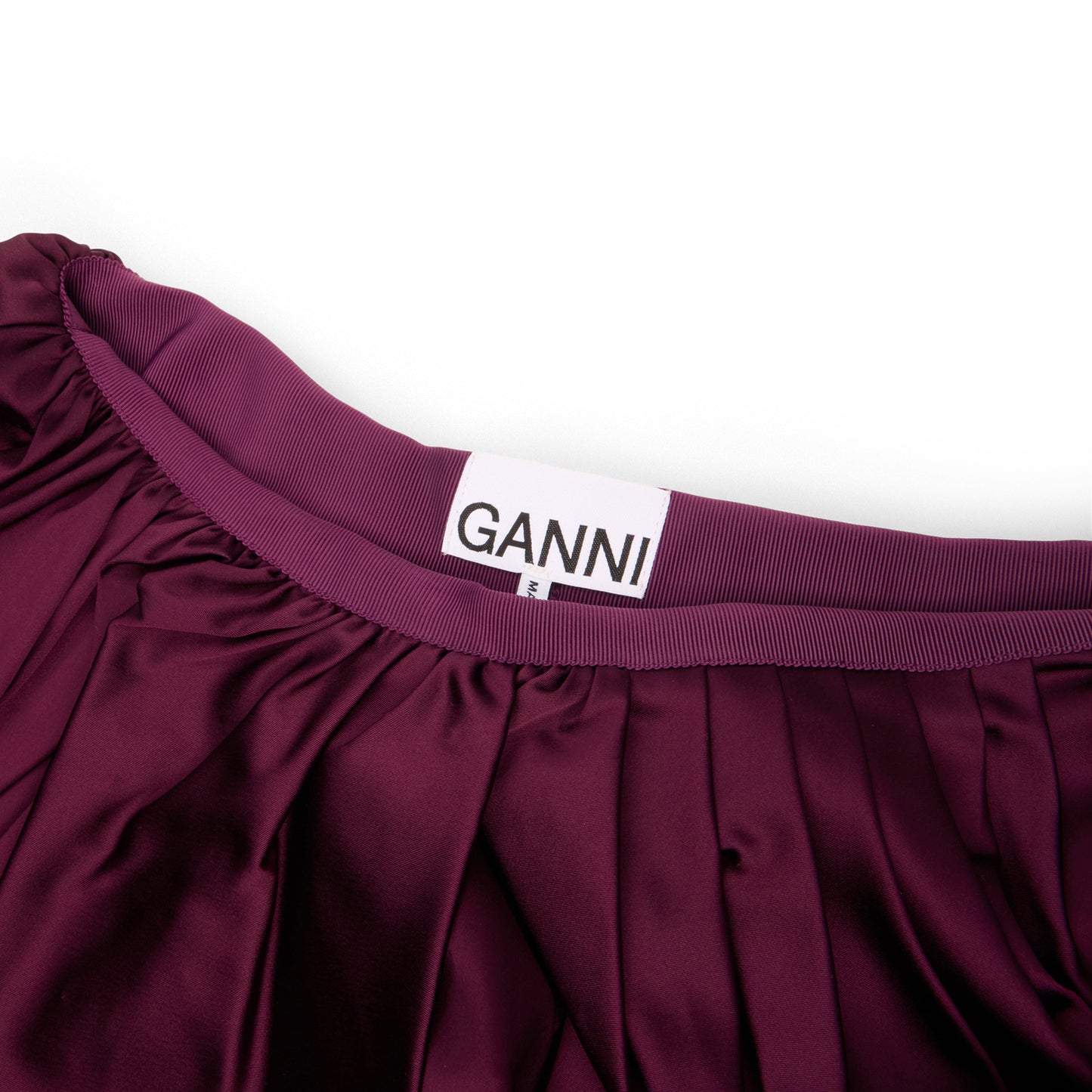 GANNI Satin Draped Mini Skirt (Mauve Wine)