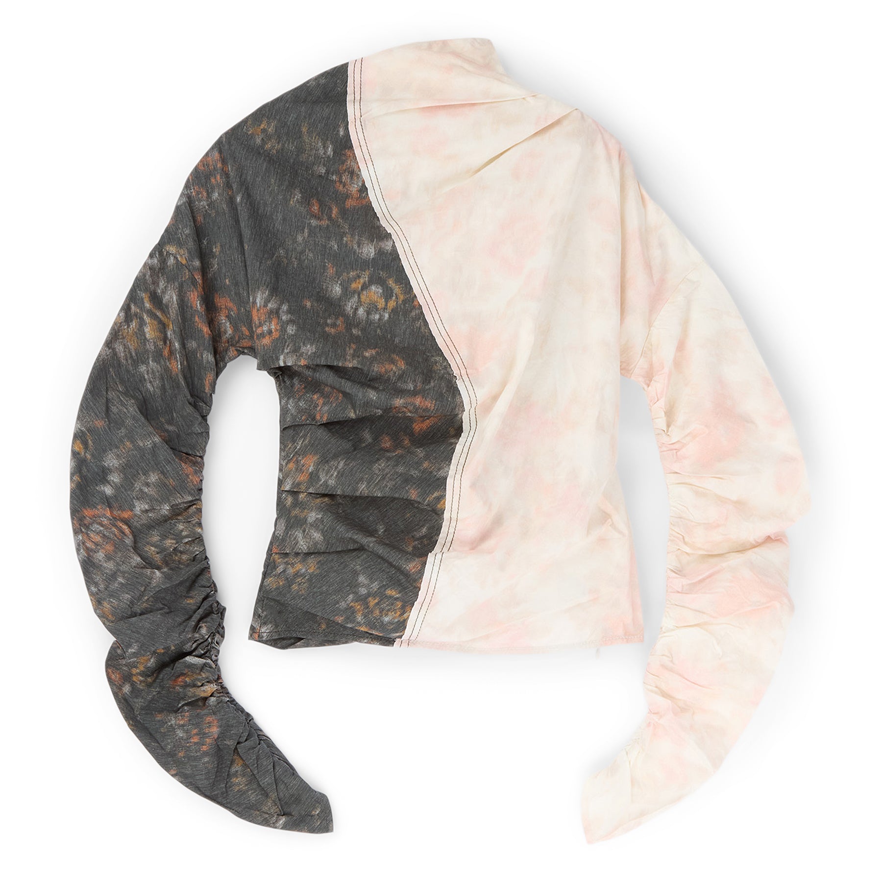 GANNI Printed Ruched Top (Phantom)