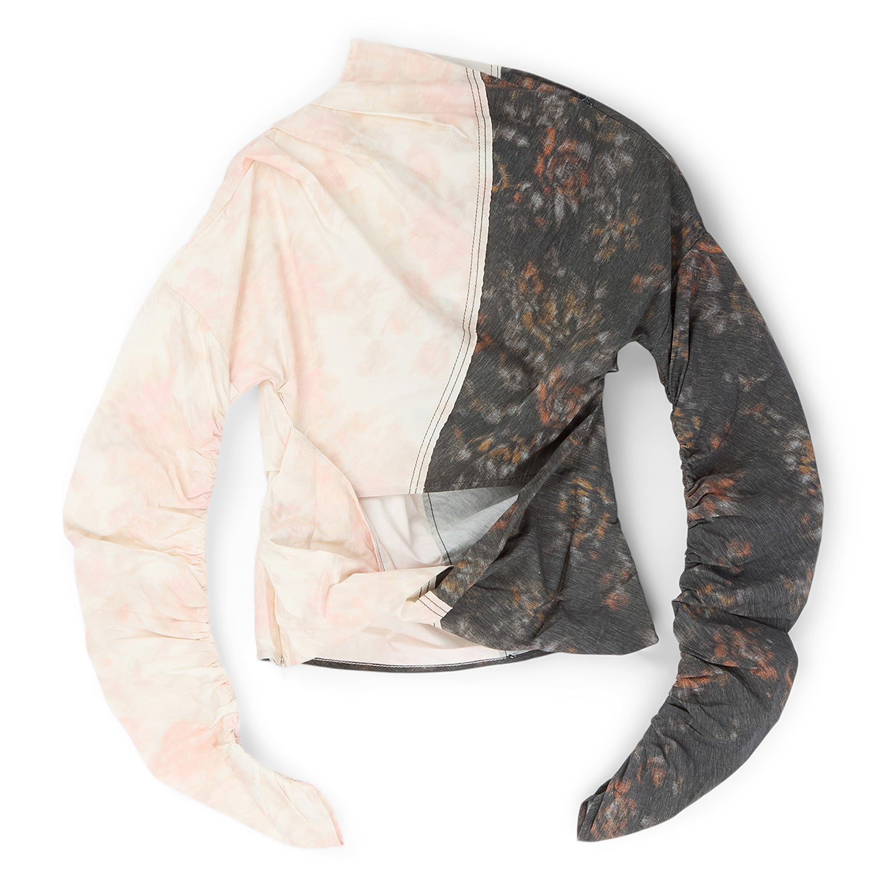 GANNI Printed Ruched Top (Phantom)