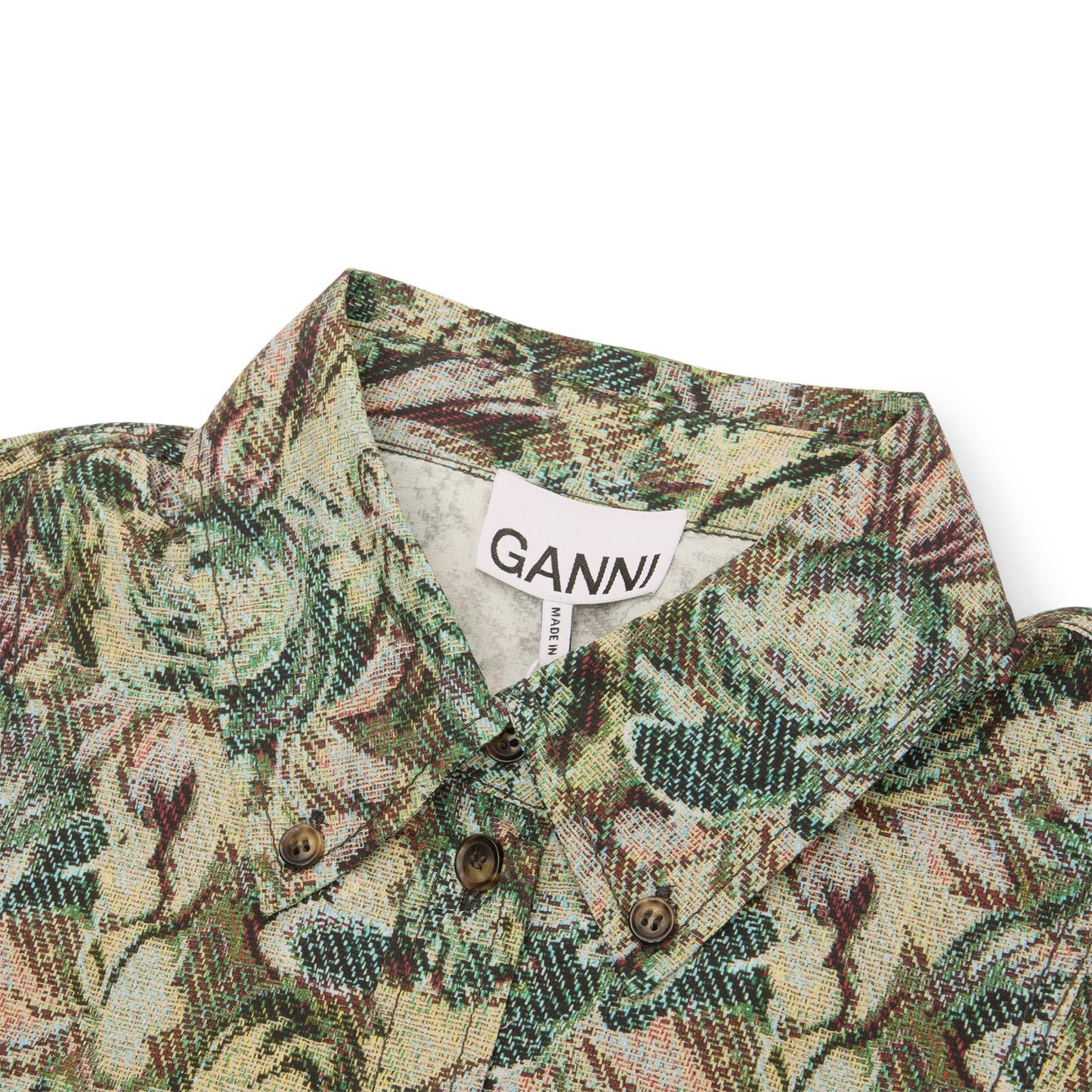 GANNI Tapestry Floral Shirt Dress (Jadeite)