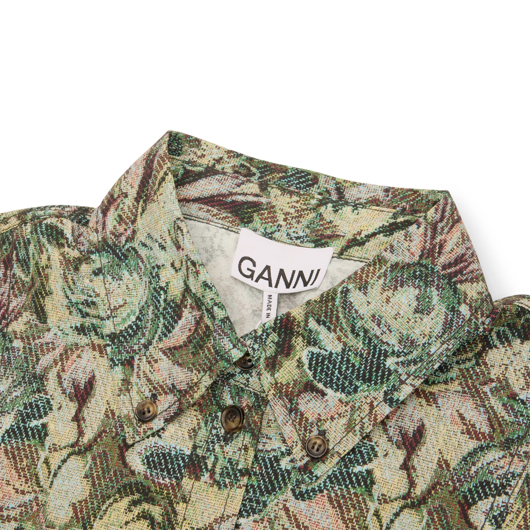 GANNI Tapestry Floral Shirt Dress (Jadeite)