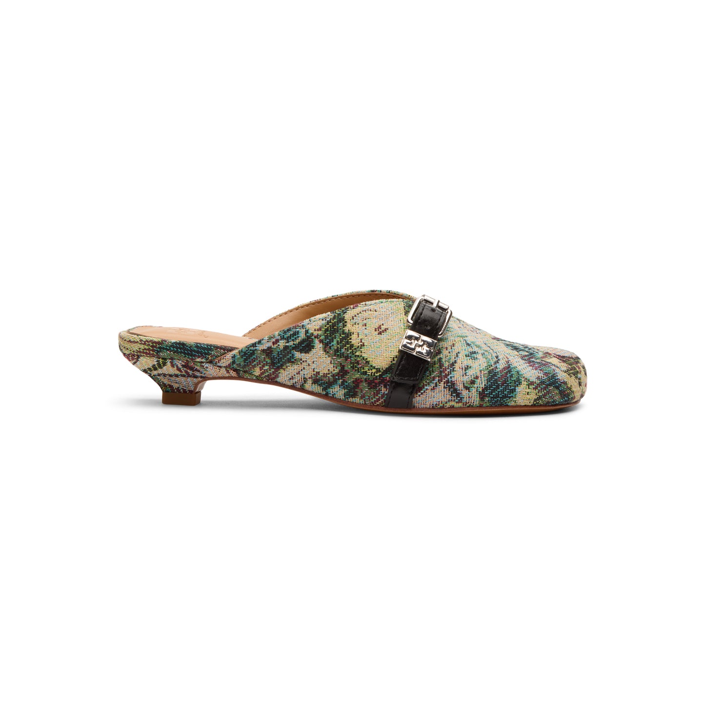 GANNI Sue Heeled Mules Tapestry (Jadeite)