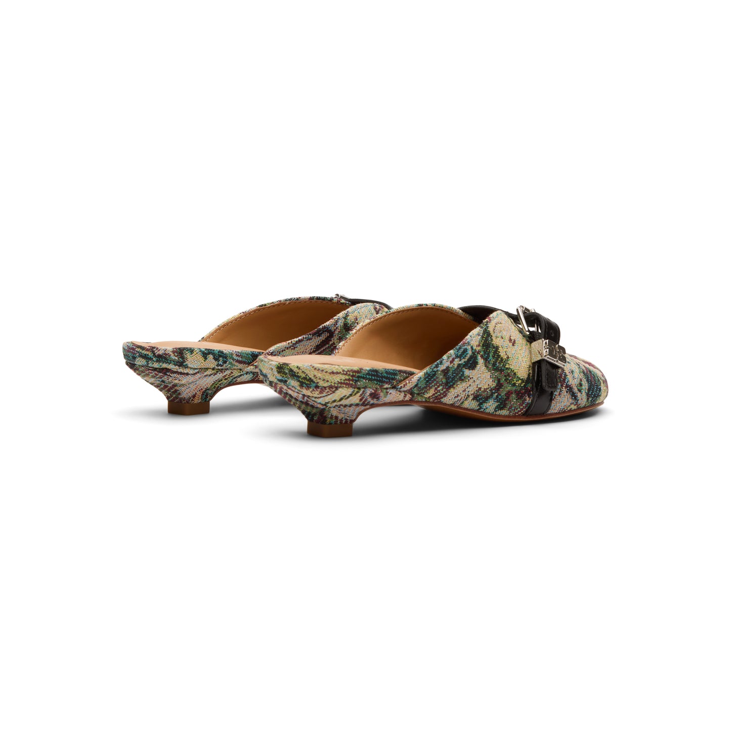 GANNI Sue Heeled Mules Tapestry (Jadeite)