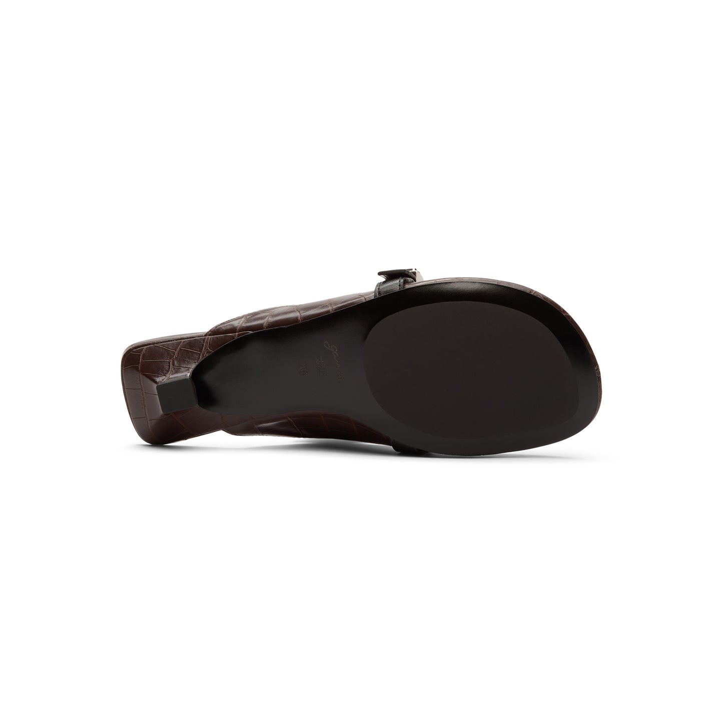 GANNI Sue Heeled Mules Croc Leather (Chocolate Fondant)