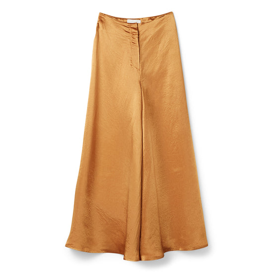 Nanushka Zaniah Crinkled Satin Wide-Leg Pants (Apricot)